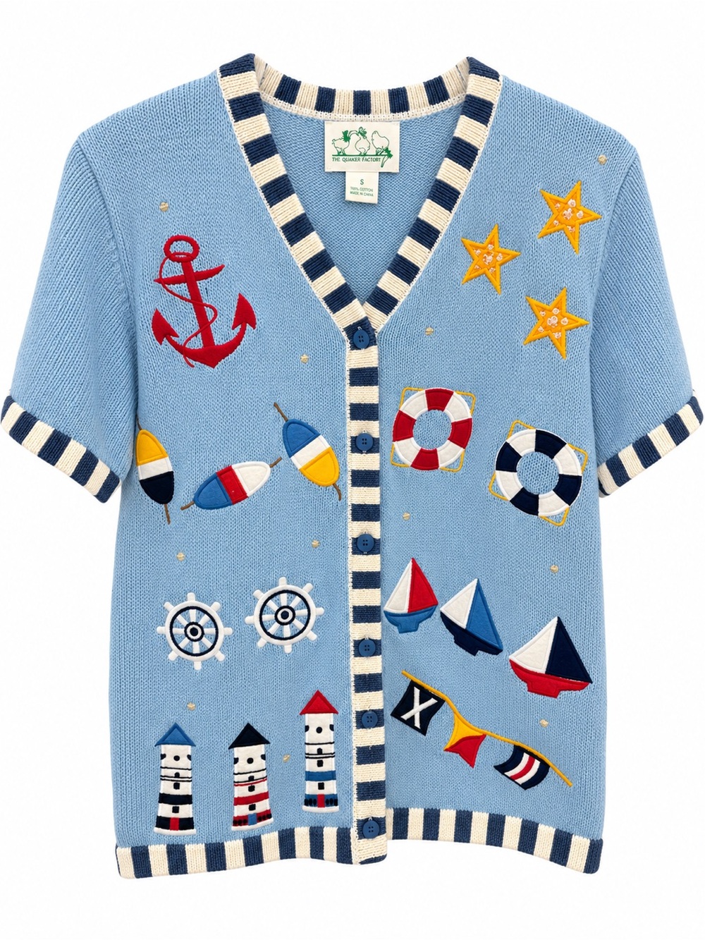 The Quacker Factory Nautical Embroidered Cardigan